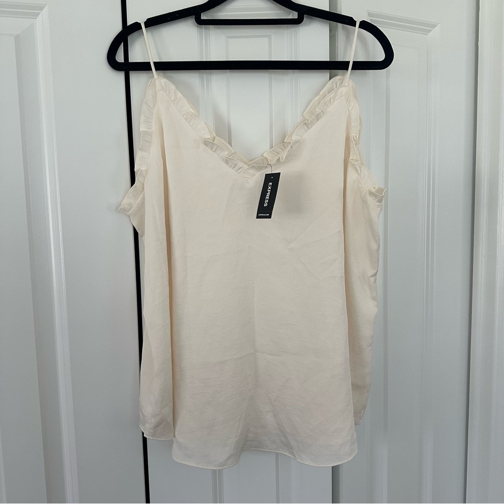 NWT Express Ruffle Cami Top - Cream/White